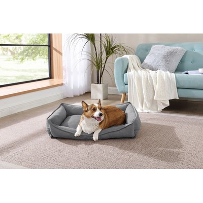 Arlee Home & Pet Arlee Home & Pet Cresent Lounger Orthopedic Eco-Friendly Memory Foam Bolster Dog & Cat Bed, Gray, 34 x 27 x 9-in