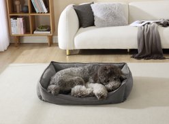 Arlee Home & Pet Cresent Lounger Orthopedic Eco-Friendly Memory Foam Bolster Dog & Cat Bed, Gray, 41 x 32 x 11-in