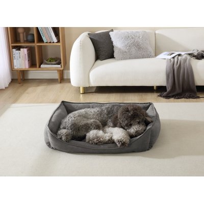 Arlee Home & Pet Arlee Home & Pet Cresent Lounger Orthopedic Eco-Friendly Memory Foam Bolster Dog & Cat Bed, Gray, 41 x 32 x 11-in