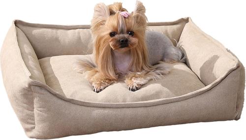 Show full view: Arlee Home & Pet Cresent Lounger Orthopedic Eco-Friendly Memory Foam Bolster Dog & Cat Bed, Safari, 26 x 21 x 8-in slide 2 of 11