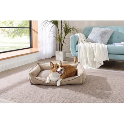 Arlee Home & Pet Arlee Home & Pet Cresent Lounger Orthopedic Eco-Friendly Memory Foam Bolster Dog & Cat Bed, Safari, 34 x 27 x 9-in