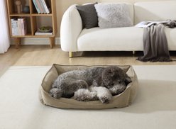 Arlee Home & Pet Cresent Lounger Orthopedic Eco-Friendly Memory Foam Bolster Dog & Cat Bed, Safari, 41 x 32 x 11-in