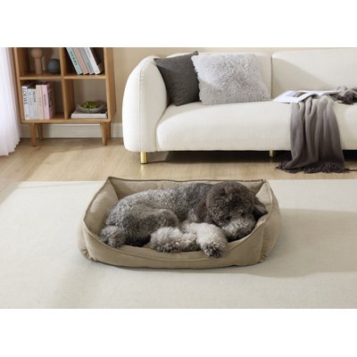Arlee Home & Pet Arlee Home & Pet Cresent Lounger Orthopedic Eco-Friendly Memory Foam Bolster Dog & Cat Bed, Safari, 41 x 32 x 11-in