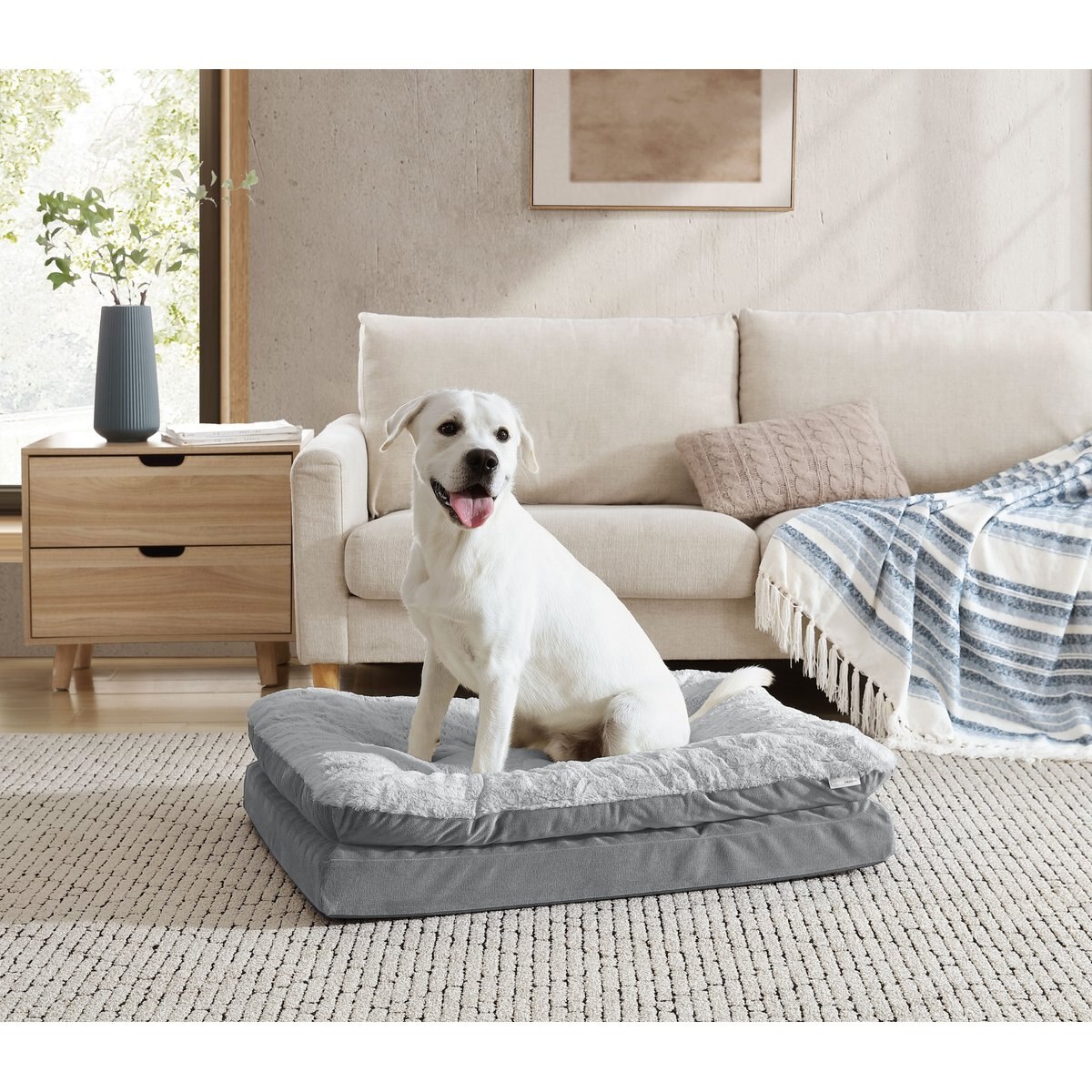 Arlee Home & Pet Orthopedic Pillow Topper Dog Bed, Blue, Medium