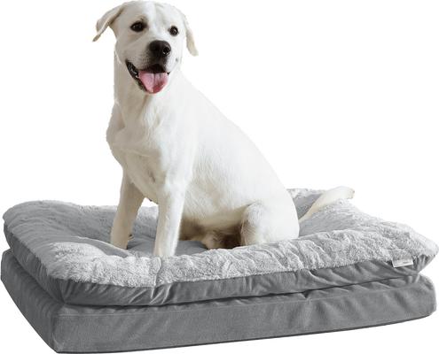 Show full view: Arlee Home & Pet Orthopedic Pillow Topper Dog Bed, Blue, Medium slide 3 of 5