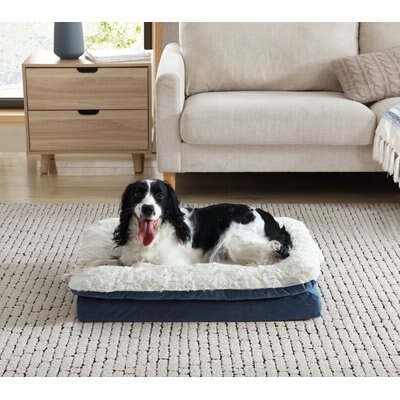 Arlee Home & Pet Arlee Home & Pet Orthopedic Pillow Topper Dog Bed, Blue, Small