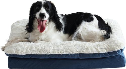 Show full view: Arlee Home & Pet Orthopedic Pillow Topper Dog Bed, Blue, Small slide 3 of 5