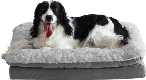 Show full view: Arlee Home & Pet Orthopedic Pillow Topper Dog Bed, Grey, Small slide 4 of 6