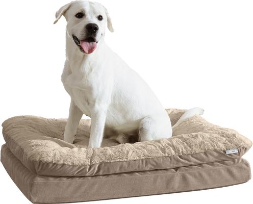 Show full view: Arlee Home & Pet Orthopedic Pillow Topper Dog Bed, Mushroom, Medium slide 3 of 5