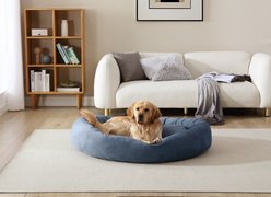 Arlee Home & Pet Orbit Orthopedic Durable Eco-Friendly Memory Foam Bolster Dog & Cat Bed, Blue, 40 x 29 x 10-in