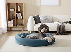 Arlee Home & Pet Orbit Orthopedic Durable Eco-Friendly Memory Foam Bolster Dog & Cat Bed, Blue, 50 x 34 x 11-in