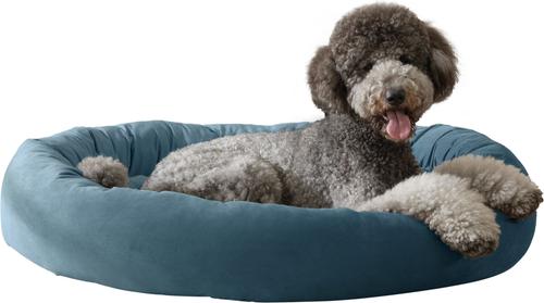 Show full view: Arlee Home & Pet Orbit Orthopedic Durable Eco-Friendly Memory Foam Bolster Dog & Cat Bed, Blue, 50 x 34 x 11-in slide 2 of 11