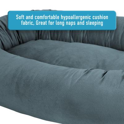 Show full view: Arlee Home & Pet Orbit Orthopedic Durable Eco-Friendly Memory Foam Bolster Dog & Cat Bed, Blue, 50 x 34 x 11-in slide 6 of 11