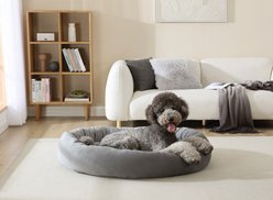 Arlee Home & Pet Orbit Orthopedic Durable Eco-Friendly Memory Foam Bolster Dog & Cat Bed, Gray, 50 x 34 x 11-in