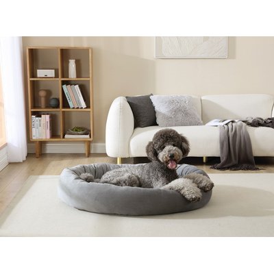 Arlee Home & Pet Arlee Home & Pet Orbit Orthopedic Durable Eco-Friendly Memory Foam Bolster Dog & Cat Bed, Gray, 50 x 34 x 11-in