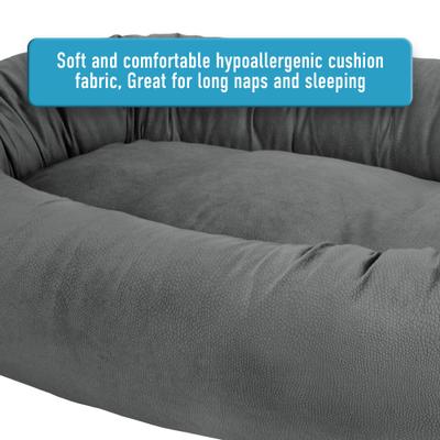 Show full view: Arlee Home & Pet Orbit Orthopedic Durable Eco-Friendly Memory Foam Bolster Dog & Cat Bed, Gray, 50 x 34 x 11-in slide 6 of 11