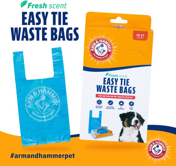 Arm & Hammer Disposable Handle Easy Tie Waste Bags, Blue