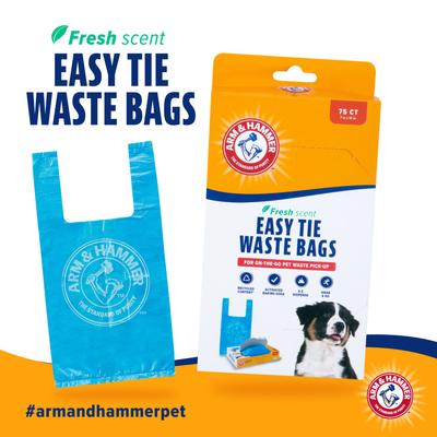 Show full view: Arm & Hammer Disposable Handle Easy Tie Waste Bags, Blue, 75 count slide 2 of 4