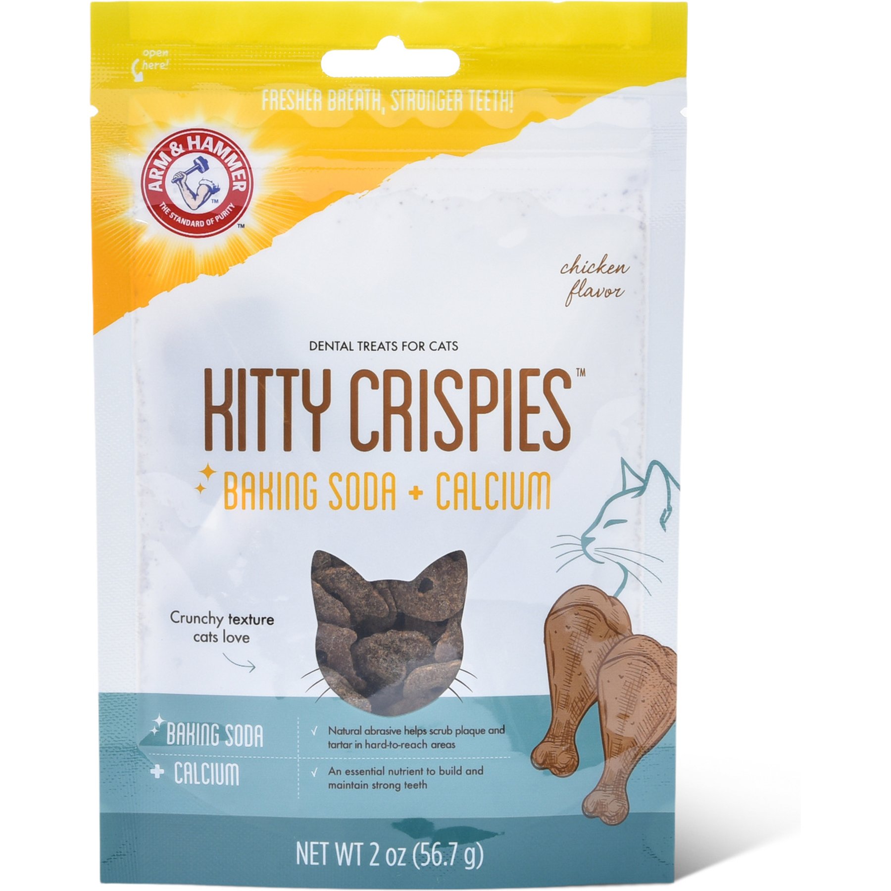 Arm & Hammer Kitty Crispies Chicken Flavored Dental Cat Chew Treats, 2-oz bag