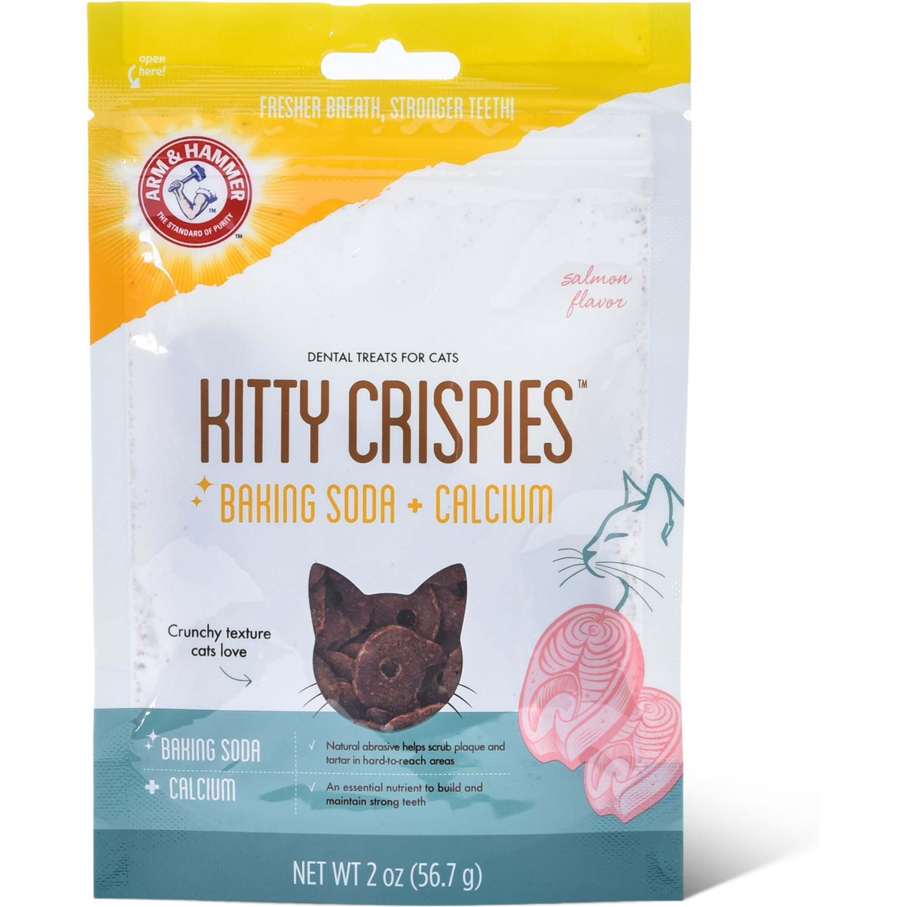 Arm & Hammer Kitty Crispies Salmon Flavored Dental Cat Chew Treats, 2-oz bag