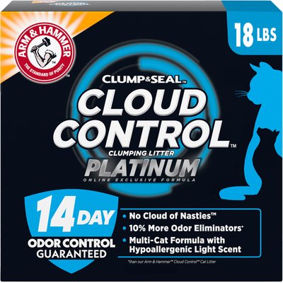 Arm & Hammer Litter Arm & Hammer Litter Cloud Control Platinum Multi-Cat Clumping Cat Litter with Hypoallergenic Light Scent, 18-lb box