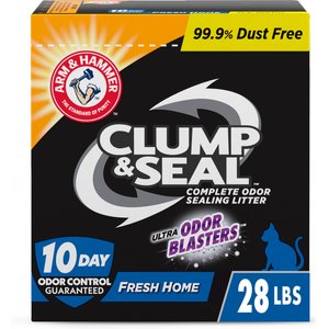 Arm & Hammer Litter Clump & Seal Complete Odor Sealing Clumping Cat Litter, Fresh Home with Ultra Odor Blasters with 10 Days of Odor Control, 28-lb box