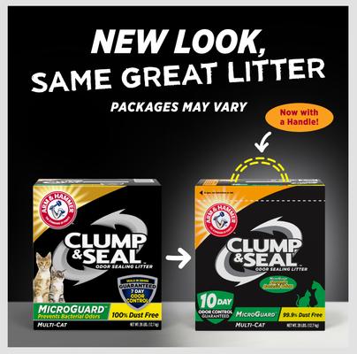 Show full view: Arm & Hammer Litter Clump & Seal MicroGuard Odor Sealing Clumping Cat Litter with 10 Days of Odor Control, 28-lb box slide 3 of 12