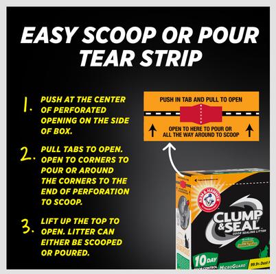 Show full view: Arm & Hammer Litter Clump & Seal MicroGuard Odor Sealing Clumping Cat Litter with 10 Days of Odor Control, 28-lb box slide 4 of 12