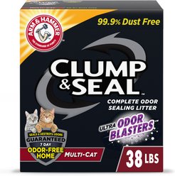 Arm & Hammer Litter Clump & Seal Multi-Cat Scented Clumping Clay Cat Litter, 38-lb box
