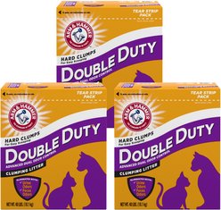 Arm & Hammer Litter Double Duty Scented Clumping Clay Cat Litter, 40-lb box, bundle of 3