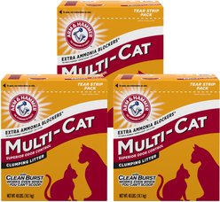 Arm & Hammer Litter Multi-Cat Strength Clean Burst Clumping Litter, 40-lb box, bundle of 3