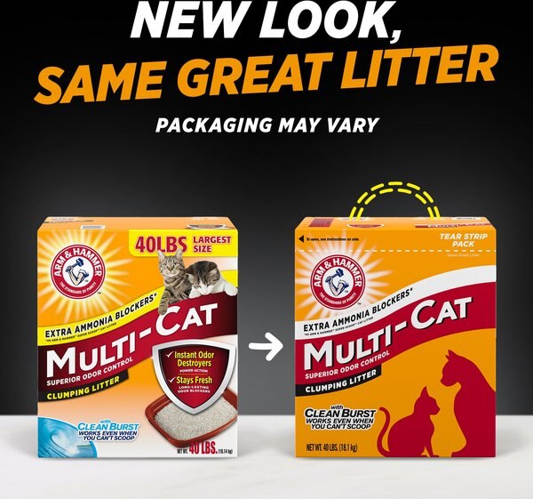 Arm & Hammer Multi-Cat Superior Odor Control Clumping Cat Litter - 40lb Bag With Clean Burst Scent - New 9 thumbnail image