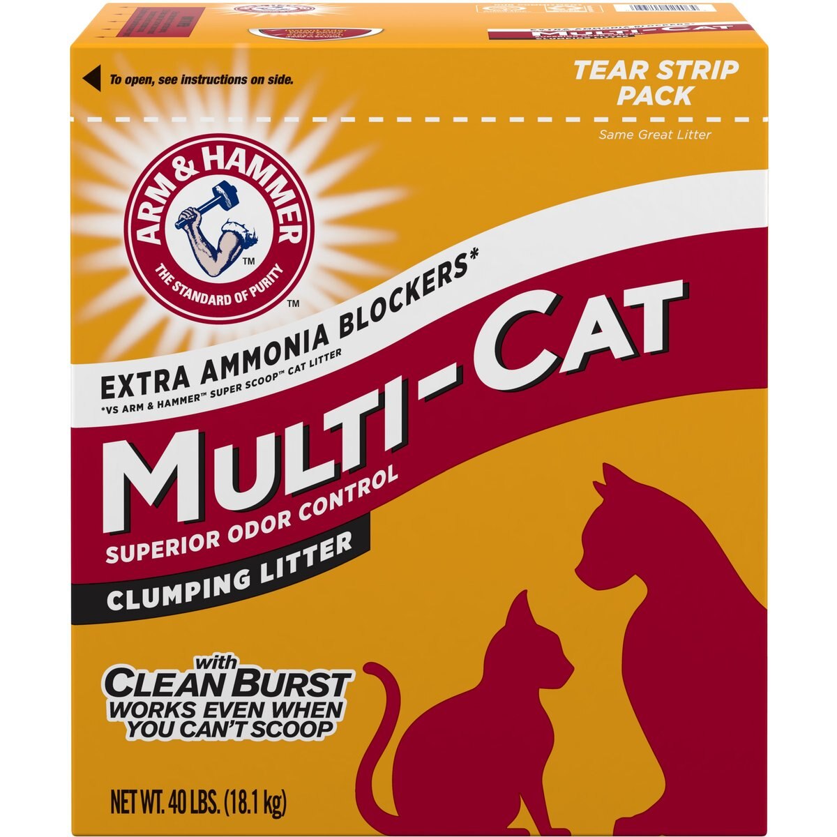 Arm & Hammer Litter Multi-Cat Strength Clean Burst Clumping Litter, 120-lb bundle
