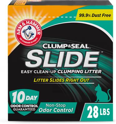 Show full view: Arm & Hammer Litter SLIDE Easy Clean-Up Clumping Cat Litter Non-Stop Odor Control, 28-lb box slide 1 of 11