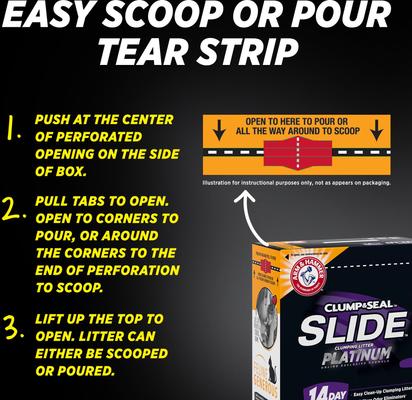 Show full view: Arm & Hammer Litter SLIDE Platinum Easy Clean-Up Multi-Cat Clumping Cat Litter, 27.5-lb box slide 8 of 12