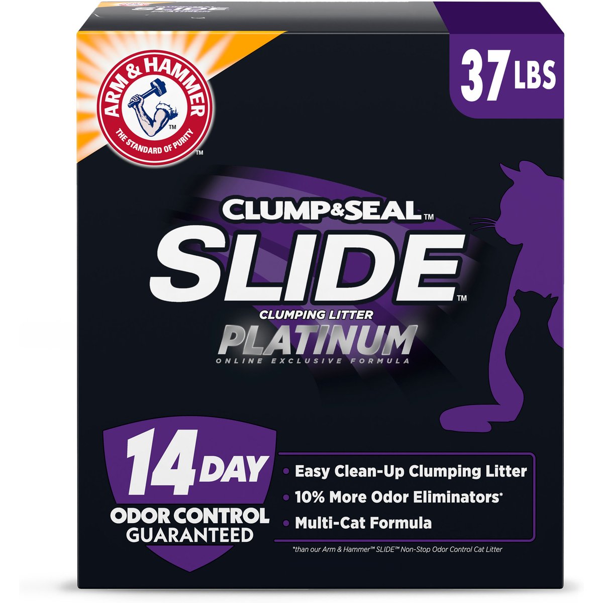 Arm & Hammer Litter SLIDE Platinum Easy Clean-Up Multi-Cat Clumping Cat Litter, 37-lb box