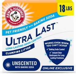 Arm & Hammer Litter Ultra Last Unscented Clumping Clay Cat Litter, 18-lb box