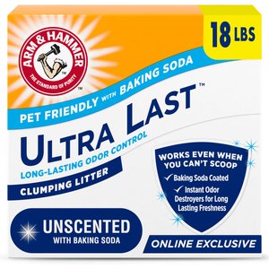 Arm & Hammer Litter Ultra Last Unscented Clumping Clay Cat Litter, 18-lb box