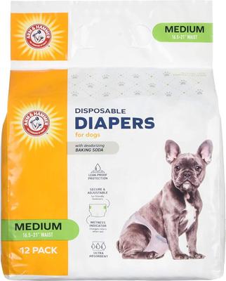 Show full view: Arm & Hammer Products Core Disposable Female Dog Diapers, Medium: 15 to 23-in waist, 12 count slide 1 of 6