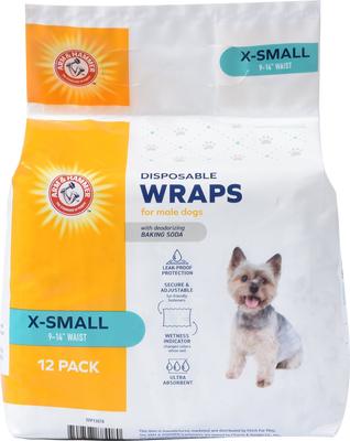 Show full view: Arm & Hammer Products Core Disposable Male Dog Wraps, X-Small: 9 to 14-in waist, 12 count slide 1 of 6