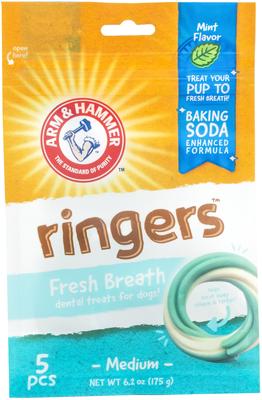 Show full view: Arm & Hammer Products Ringers Fresh Breath Medium Mint Flavor Dog Dental Chews, 5 count slide 1 of 4
