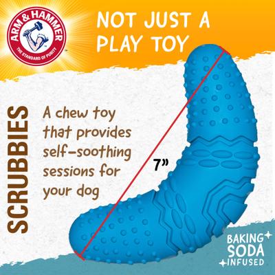 Show full view: Arm & Hammer Products Scrubbies Boomerang Moderate Senior Dental Dog Chew Toy, Blue, Large slide 7 of 9