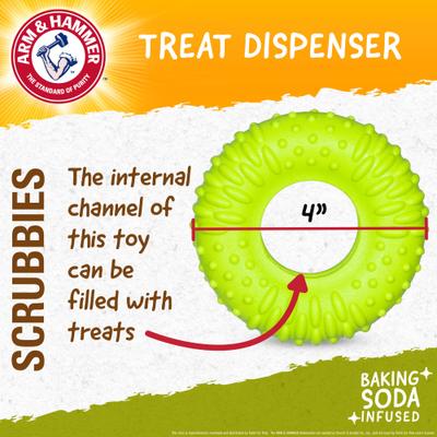 Show full view: Arm & Hammer Products Scrubbies Moderate Puppy Chew Ring Dental Dog Chew Toy, Green, Small slide 6 of 8