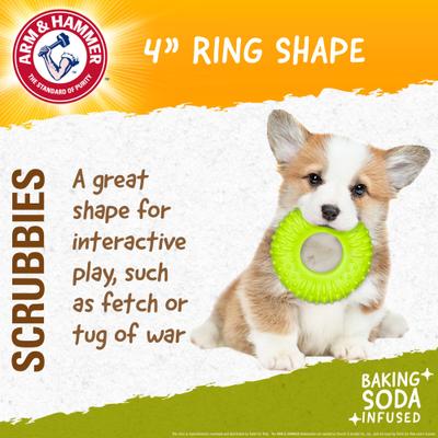 Show full view: Arm & Hammer Products Scrubbies Moderate Puppy Chew Ring Dental Dog Chew Toy, Green, Small slide 4 of 8