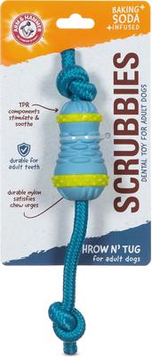 Show full view: Arm & Hammer Products Scrubbies Throw N' Tug Moderate Adult Dental Dog Chew Toy, Multicolor, Small slide 1 of 8