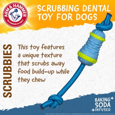 Show full view: Arm & Hammer Products Scrubbies Throw N' Tug Moderate Adult Dental Dog Chew Toy, Multicolor, Small slide 4 of 8