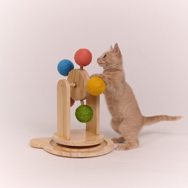 Armarkat 15.7-in Cat Scratching Post with Ferris Wheel Toy, Natural Beige