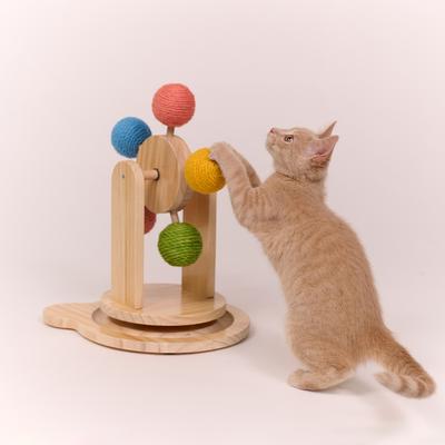 Show full view: Armarkat 15.7-in Cat Scratching Post with Ferris Wheel Toy, Natural Beige slide 7 of 10