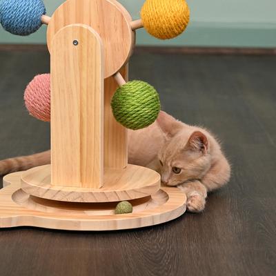 Show full view: Armarkat 15.7-in Cat Scratching Post with Ferris Wheel Toy, Natural Beige slide 4 of 10