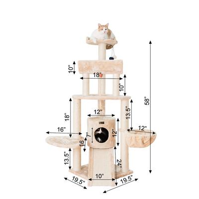 Show full view: Armarkat 58-in Cat Tower & Ramp Cat Tree, Beige slide 3 of 11